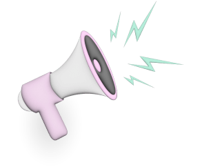 Pink-and-white-megaphone-with-green-sound-effects-markings